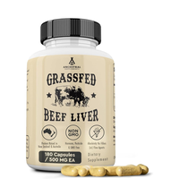 Ancestral Supplements Grass Fed Beef Liver 180 Capsules, Supports Energy Production, Detoxification, Digestion, Immunity and ...