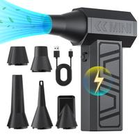 130000RPM Powerful Electric Air Duster, Handheld Portable Blower, 4-Gear Rechargeable Mini Blower with 5 Outlet Nozzles, Clea...