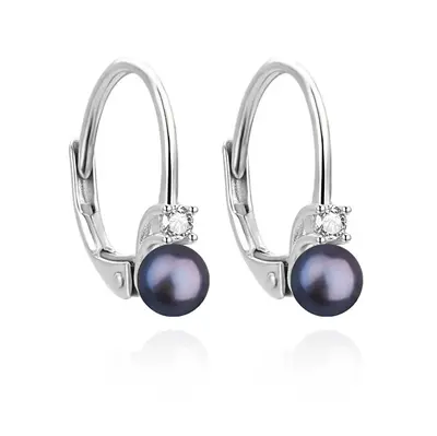 Agato Fascinating Silver Earrings with Black Pearl AGUC3513P-BK