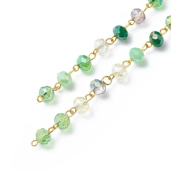 Handmade Electroplate Glass Faceted Rondelle Beaded Chains
