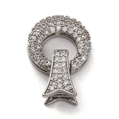 Brass Micro Pave Clear Cubic Zirconia Fold Over Clasps