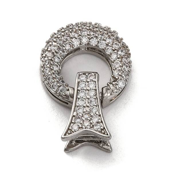 Brass Micro Pave Clear Cubic Zirconia Fold Over Clasps