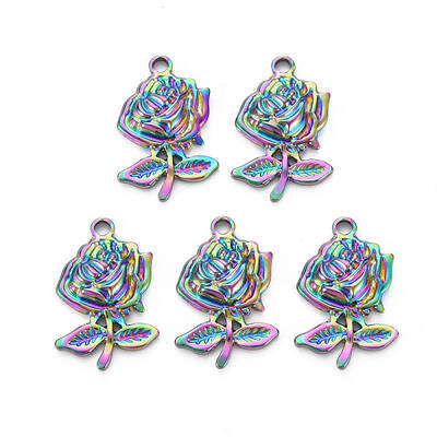 201 Stainless Steel Flower Pendants