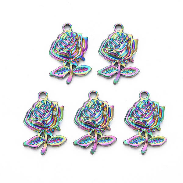 201 Stainless Steel Flower Pendants