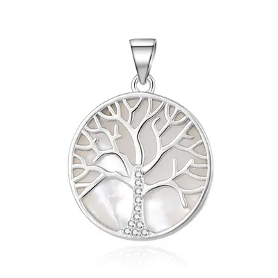Beneto Tree of Life Mother of Pearl Silver Pendant AGH528