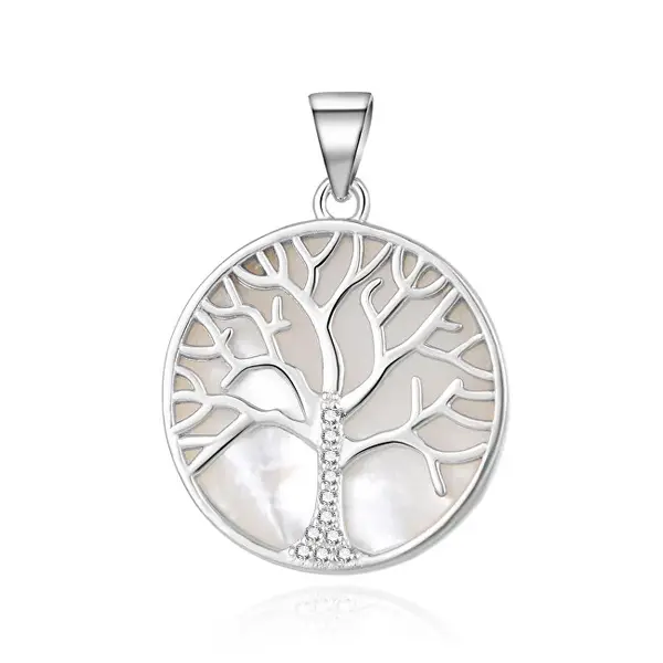 Beneto Tree of Life Mother of Pearl Silver Pendant AGH528