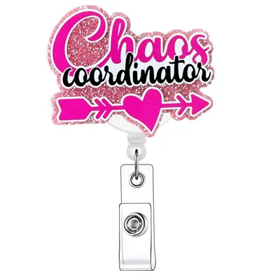 Chaos Coordinates Design Badge Holder, Glitter Badge Reel, Retractable Badge Holder For Nurse & Doctor