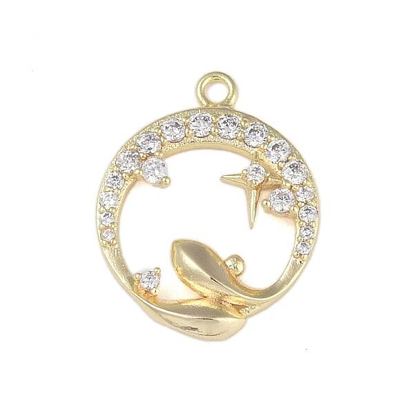 Brass Micro Pave Clear Cubic Zirconia Pendants