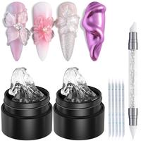 Fcozpjk Solid Builder Gel Kit 2PCS Clear 3D Sculpting Gel Non-Sticky Hand Carving Gel with Silicone Pen Transparent Hard Gel ...