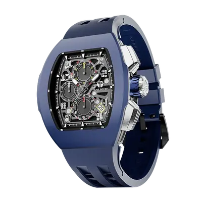 TSAR BOMBA Men's Quartz Watch | Blue | Atomic TB8214 | Fluororubber Bezel | Luxury Sport Watch | 50M Waterproof Sapphire Glas...