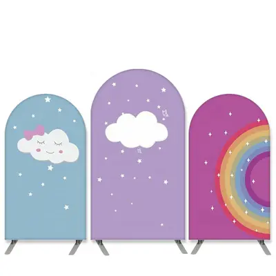 Aperturee Rainbow And Cloud Theme Purple Blue Arch Backdrop Kit | Custom Chiara Arched Covers | Chiara Wall Backdrop Diy | Di...