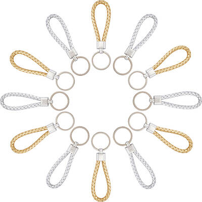 20Pcs 2 Colors Braided PU Leather Keychain