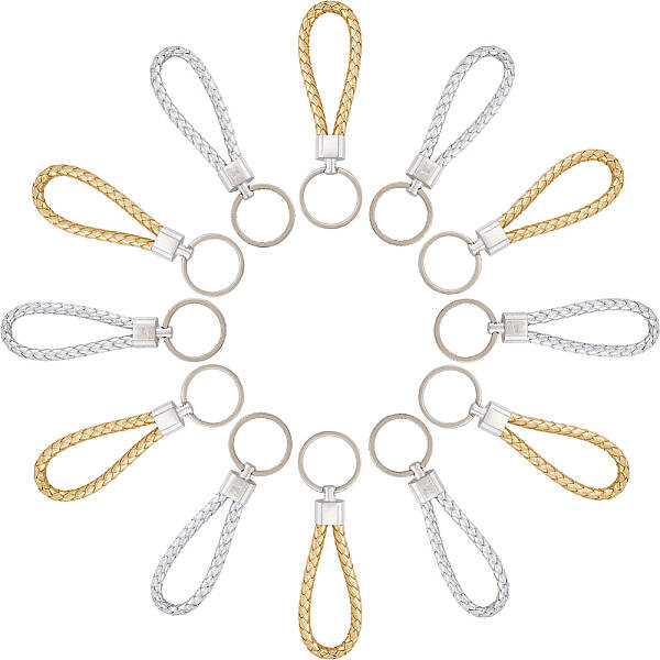 20Pcs 2 Colors Braided PU Leather Keychain