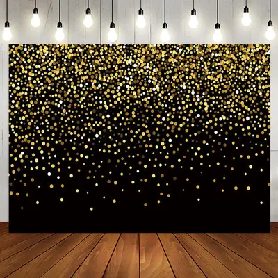 Gold Sequin Glitter Black Happy Birthday Backdrop - Aperturee