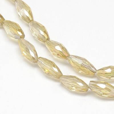 Electroplate Crystal Glass Rice Beads Strands