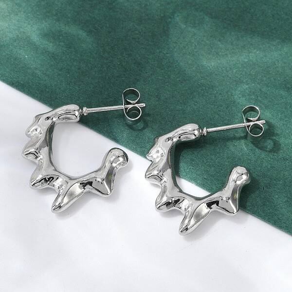 Non-Tarnish 304 Stainless Steel Melting Dripping Stud Earrings