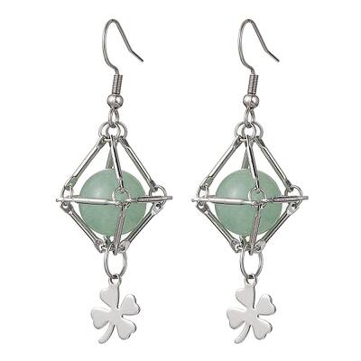 Natural Green Aventurine Dangle Earrings