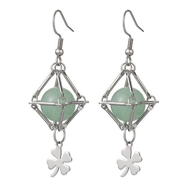 Natural Green Aventurine Dangle Earrings