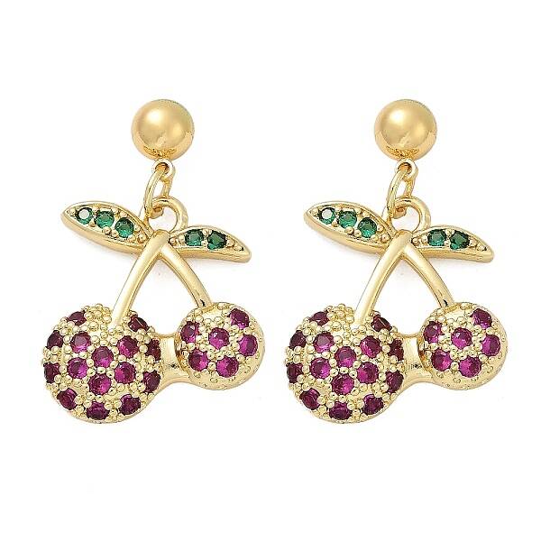 Brass Cubic Zirconia Dangle Stud Earrings