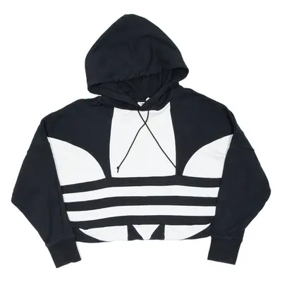 ADIDAS Cropped Womens Black Hoodie UK 14