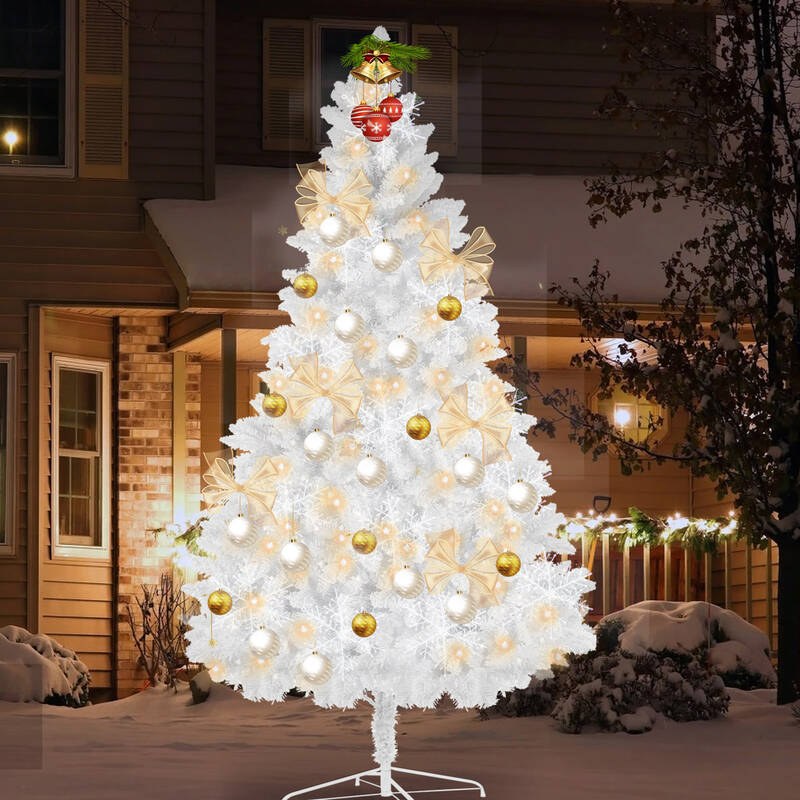 White Artificial Pre-Lit Christmas Tree 9ft Full Tree With  Metal Stand