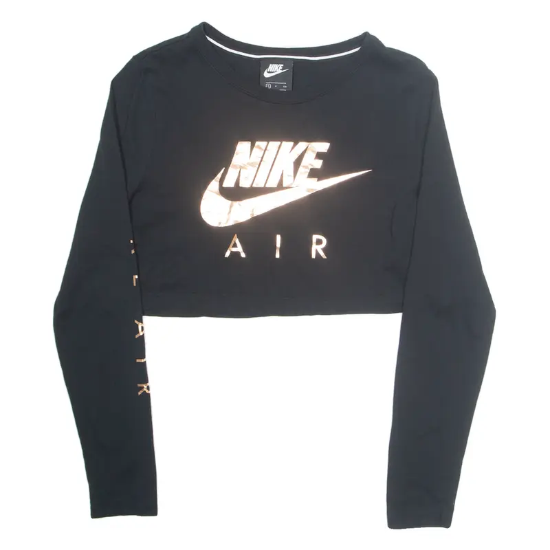 NIKE AIR Cropped Womens T-Shirt Black Long Sleeve S