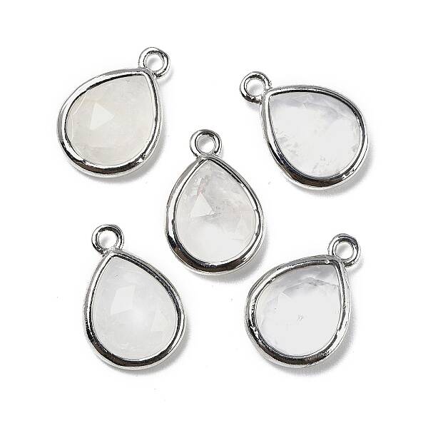 Natural Quartz Crystal Faceted Pendants