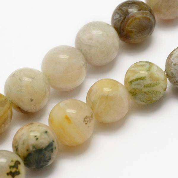 Natural Bamboo Leaf Agate Beads Strands