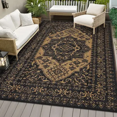 Garvee Reversible Outdoor Area Rug - Waterproof & UV Resistant Plastic Straw Mat - Easy to Clean, Non-Slip - Ideal for Patio,...