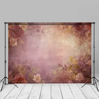 Pink Floral Fine Art Photo Backdrop For Maternity - Aperturee