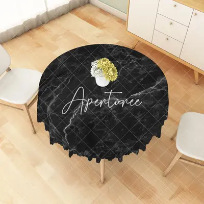 Aperturee Elegant Blurred Marble Texture Abstract Tablecloth, Dia 4 ft / 1.2 m, 26.22 USD, round tablecloths, ZJY04609-B
