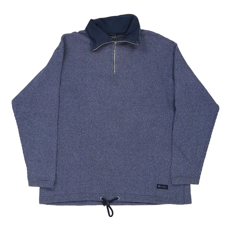 Champion 1/4 Zip - Large Blue Cotton Blend