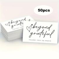 Thank You Card, 50pcs/pack Mini Modern Letter Grateful Pattern Thank You Card, Office Stationery & Supplies for Business Gift...