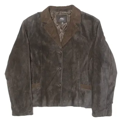 D'AUVRAY Womens Blazer Jacket Brown Leather UK 14