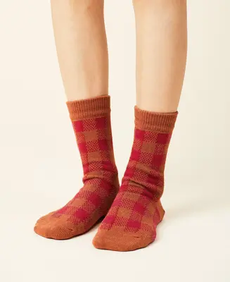Women's Checkered Socks Ruby