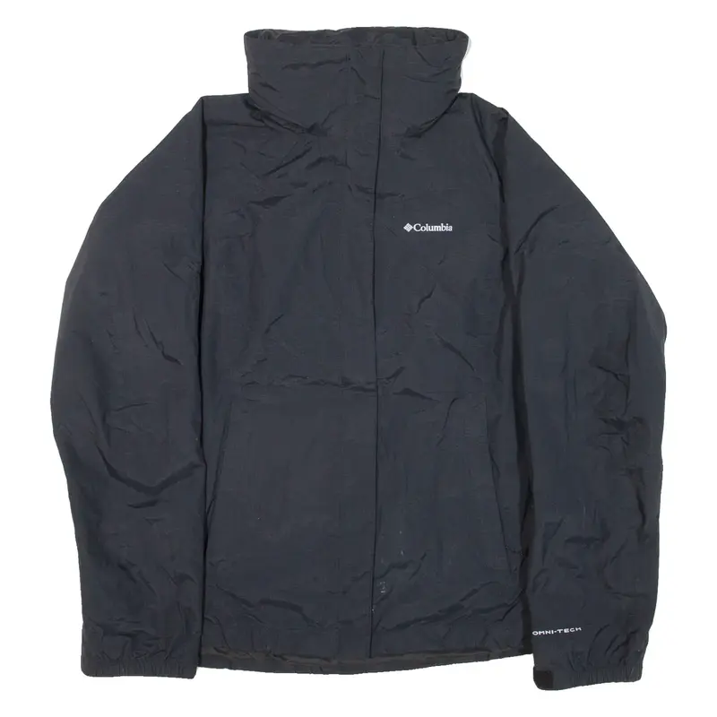 COLUMBIA Omni-Tech Womens Rain Jacket Black Nylon Hooded S