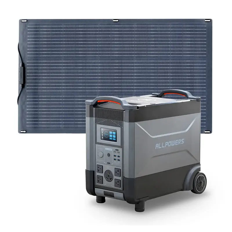 ALLPOWERS 4000W Solar Generator (R4000 + SF100 100W Flexible Solar Panel) R4000 + SF100 100W Solar Panel