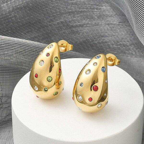 304 Stainless Steel Teardrop Stud Earrings