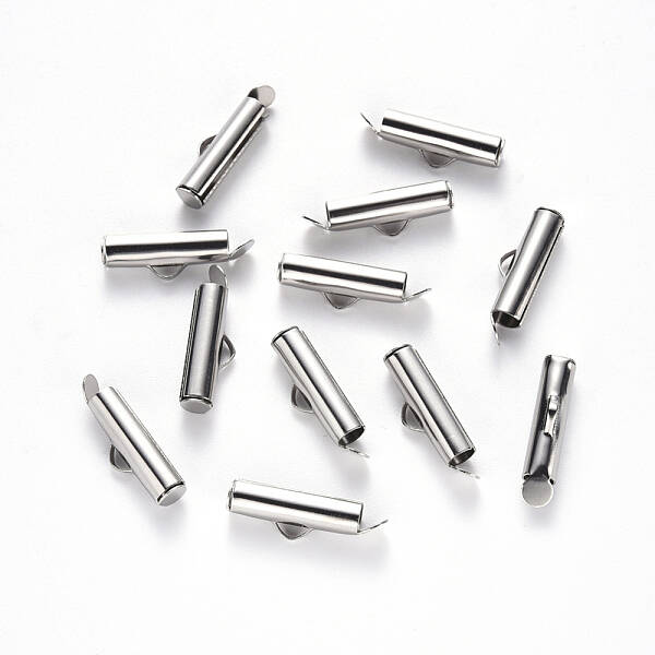 Tarnish Resistant 304 Stainless Steel Slide On End Clasp Tubes