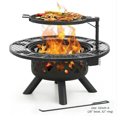 Bali Outdoors 2-in-1 Wood Fire Pits with Cooking Grate, Perfect for Outdoor Wood Burning, Easy Assembly, Outdoor Gathering
