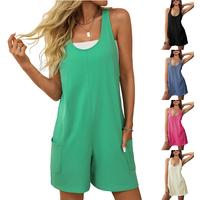 Ommig Rompers for Women Summer Outfits Casual Sleeveless Workout Relaxed Beach Jumpers Short Jumpsuits with Pockets