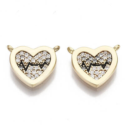 Brass Micro Pave Clear Cubic Zirconia Charms