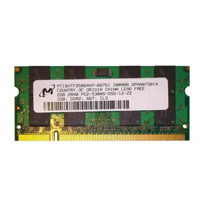 Micron MT16HTF25664HY-667G1 | 2GB DDR2-667MHz PC2-5300 Non-ECC Unbuffered SODIMM CL5 2Rx8 1.8V 200-Pin Memory Module