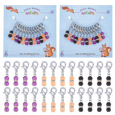 Halloween Theme Glass Beaded Gourd Charm Locking Stitch Markers