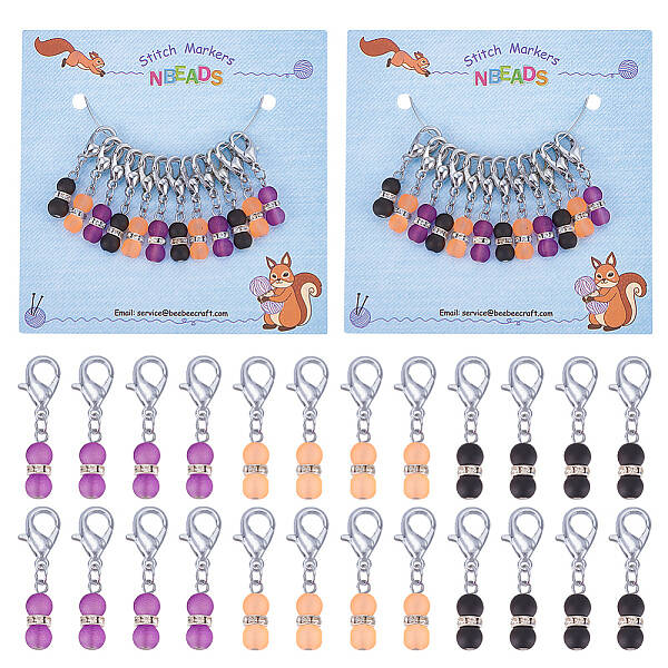 Halloween Theme Glass Beaded Gourd Charm Locking Stitch Markers