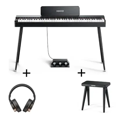 Donner OURA™ S100 Home Digital Piano Member Only - Black / Piano+Bench+Headphones