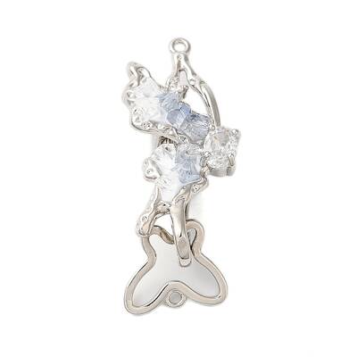 Brass Micro Pave Clear Cubic Zirconia Fold Over Clasps