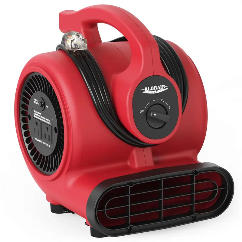 AlorAir® Wholesale Pack GF600A Air Mover with 3 Speeds, 5 Angles for Floor Drying Blower Fan - Red