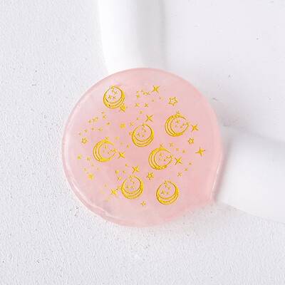 Natural Rose Quartz Carved Healing Flat Round Stone