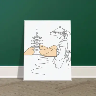 Tranquil Japanese Line Art - Canvas Edition